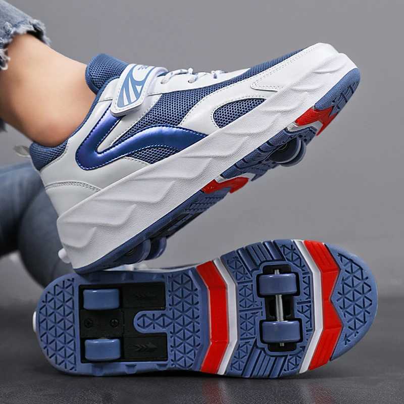 Roller Skate Shoes Kids Fashion Casual Sports 4 Wheels Sneakers Boy Girl Children Toys Games Boots Z250217