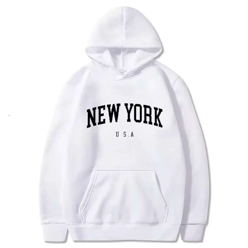 Men Women New York U.S.A City Hoodies Fashion Letter Printed Graphic Sweatshirts Loose Casual Hooded Pullover Sportwear