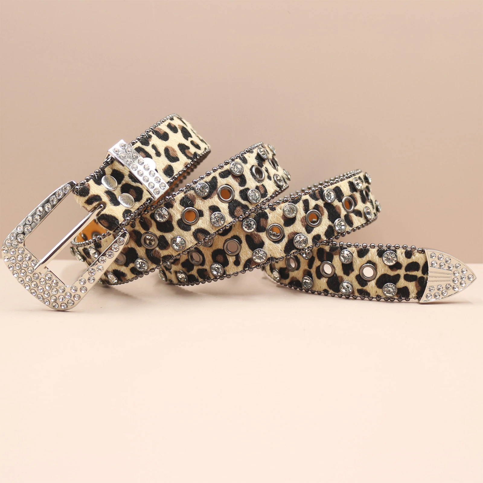 Leopard print belts rhinestone belt Simon men women Sparkling Diamond Hip Hop Base colorful Multicolor Rhinestones belts 250218