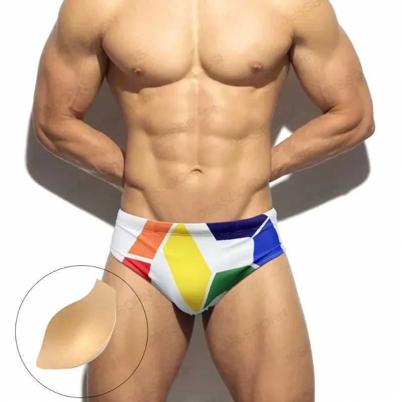 Mens swim trunks sexy low waisted swimsuits boxer shorts quick drying beach shorts breathable tight swimsuits boxer underwear M250218