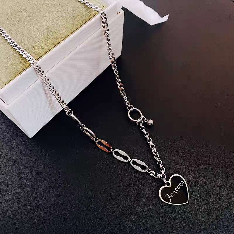 Love Letter Necklace, Instagram, Cold and Trendy Internet Red Metal Titanium Steel Lock Bone Neck Chain, Female Hip Hop