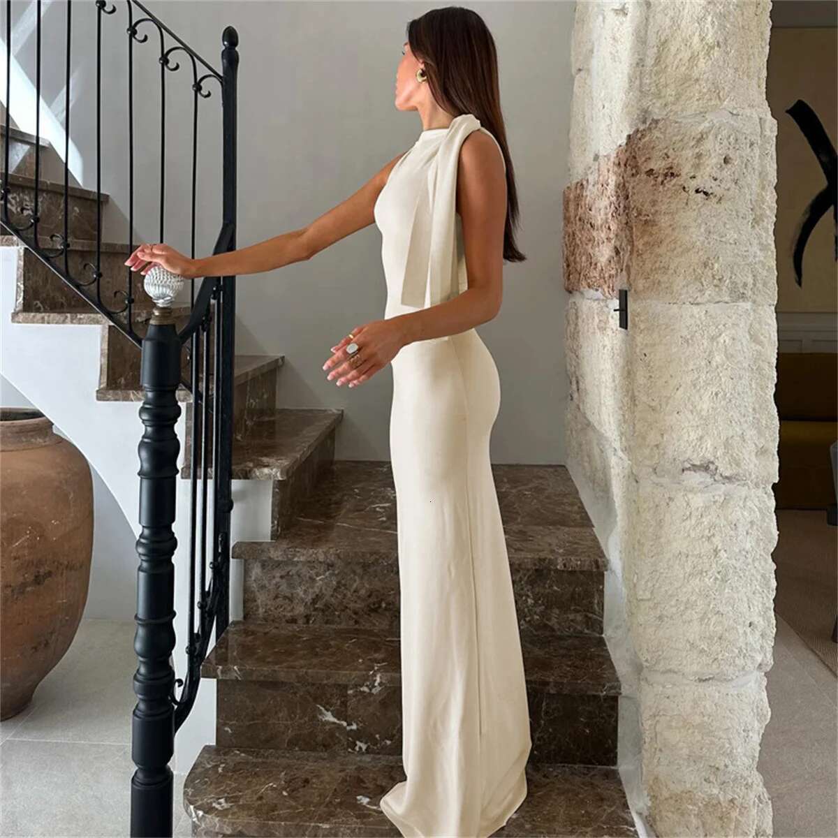 Women Sleeveless Sexy Maxi Dress Elegant Off-Shoulder Backless Long Strapless Fashion Tight Dresses Party Bodycon Vestidos New