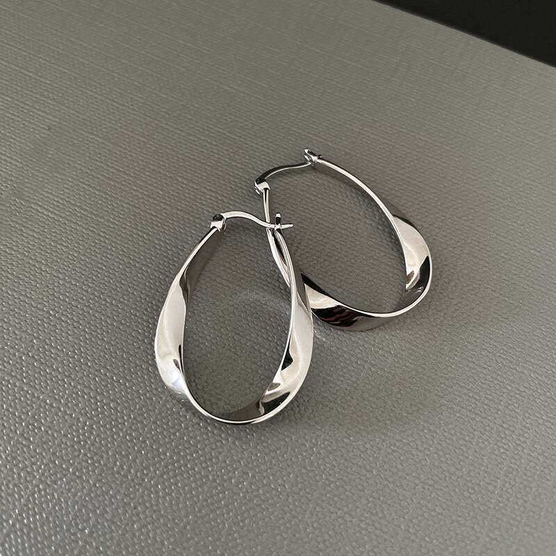 Mobius Ear Buckle Women's Instagram Simple and Internet Red Circle Plain Ring Style Geometric Earrings