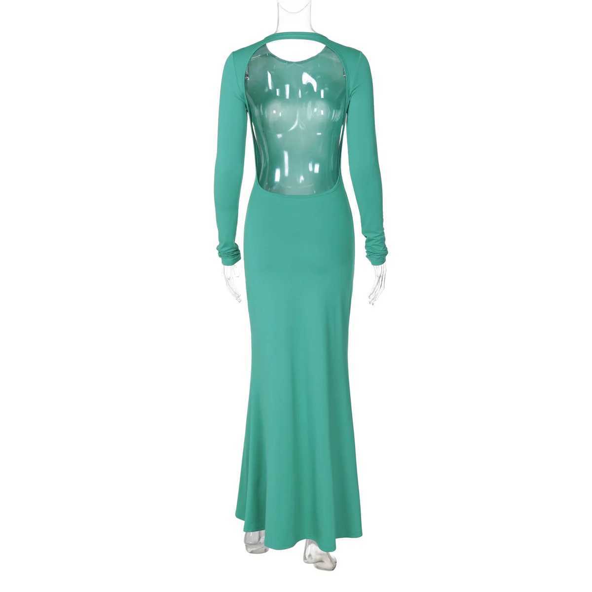 Basic Casual Dresses Lygens O Neck Long Slve Backless Hole WomenS Dresses Elegant Evening Party Prom Ladies Dress Manufacturer Y2K Strtwear H25217