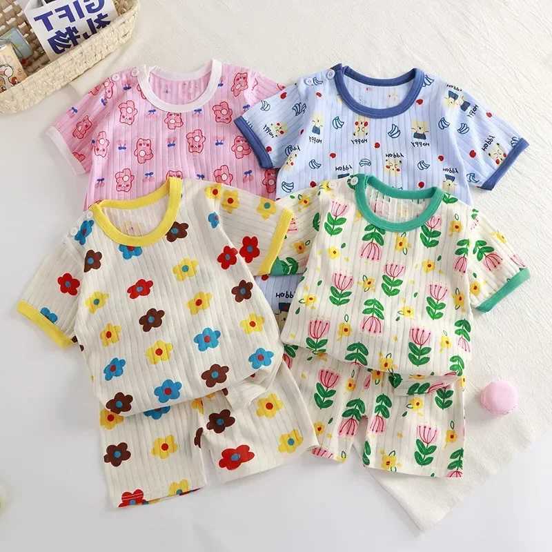 2PCS Kids Clothes Childrens Sets Boys Girl T-shirt Shorts Summer Cotton Short sleeve Baby Children Clothing Toddler Suit W250218