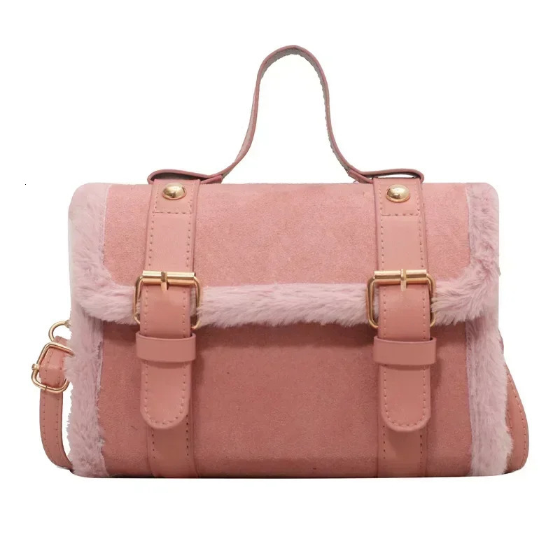 Winter Women Crossbody/shoulder Bag Lamb Plush Velvet Bag Lady Small Square Handbag PU Leather and Soft Plush Messenger Bag 250214