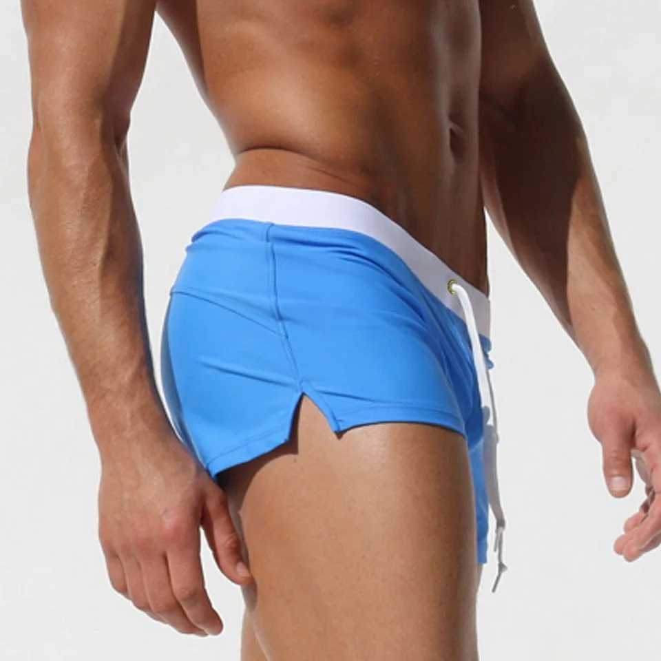 Mens swimsuit low waist surfing backbone swimming shorts sexy and personalized swimsuit mens pockets swimming beach board mens bathroom M250218