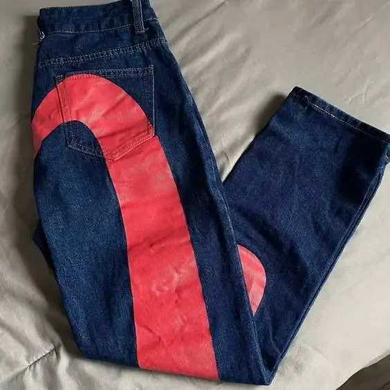 90s Retro Y2K Hip Hop Straight Jeans Street Selling Personalized Printing High Street Mens Casual Loose Jeans Couple 250217