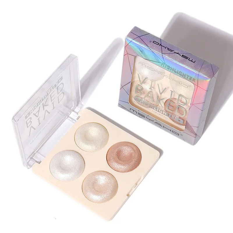 4 Colors Highlighter Makeup Facial Bronzers Eyeshadow Palette Face Contour Shimmer Powder Highlighter Cosmetics 250214