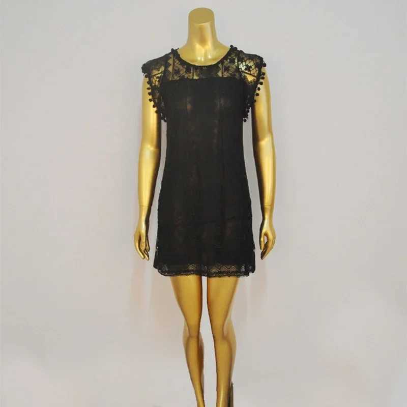 Basic Casual Dresses Summer White Women Dress 2024 Casual Slveless Beach Short Dress Female Sexy Tassel Mini Lace Dress Womens Knitted Dresses H25217