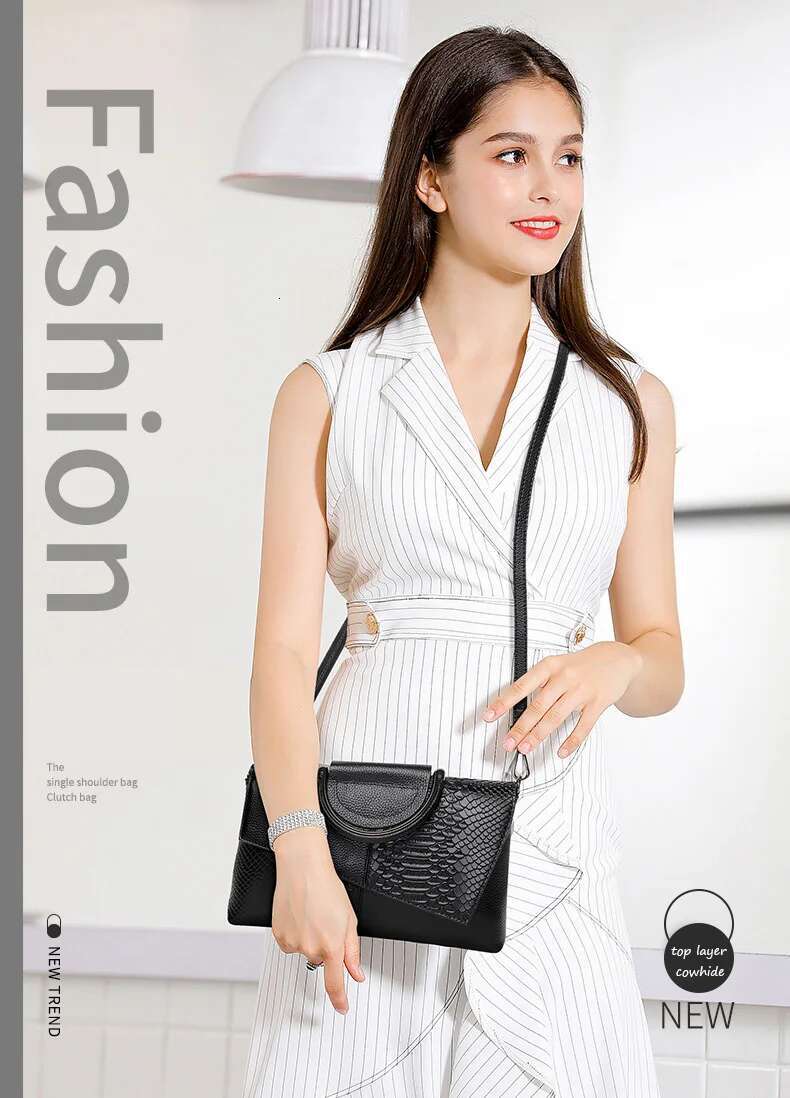 2025 Brand Design Genuine Snake Print Handbag Fashion Ladies Hand-Held Large Capacity Cowhide Leather Wallet