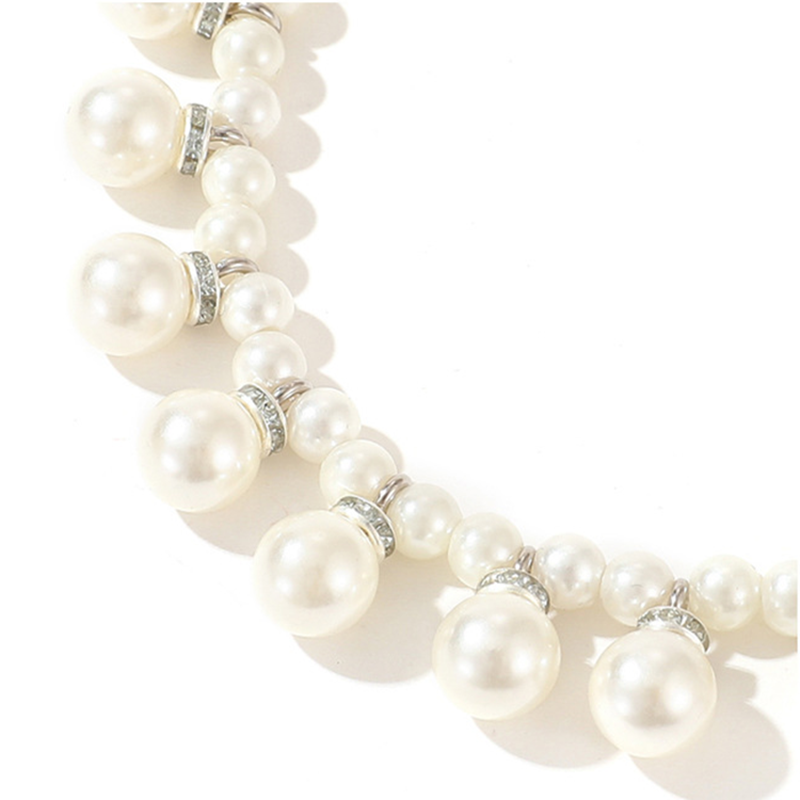 Fashion Pearl Dog Necklace with 12 Sparkling Rhinestone Pearls Charm, Luxurious Jewelry Dog Necklace for Female Puppy Kitten Small Dogs Wedding Birthd