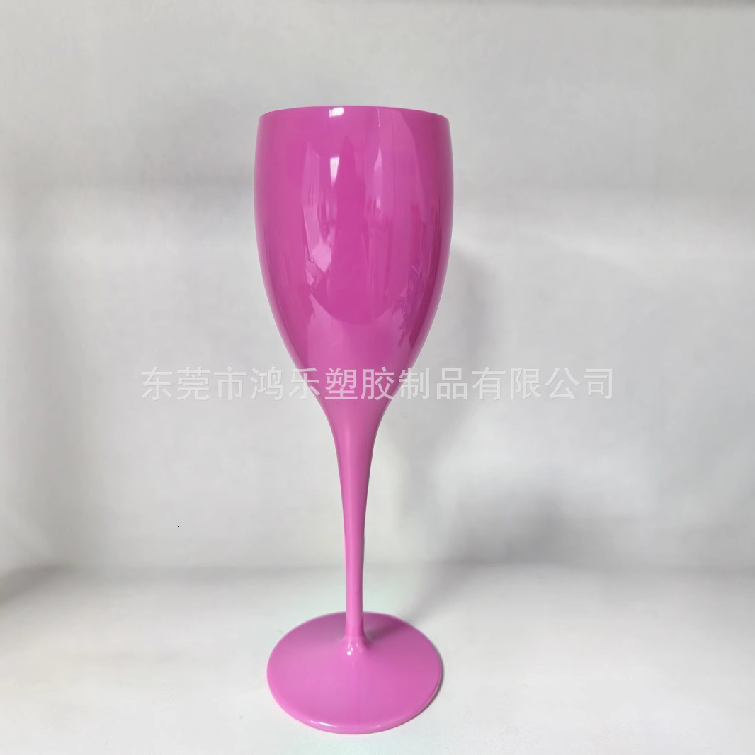 Straight PS plastic high footed glass with printable plastic red wine glass PP 180ml champagne glass 240127