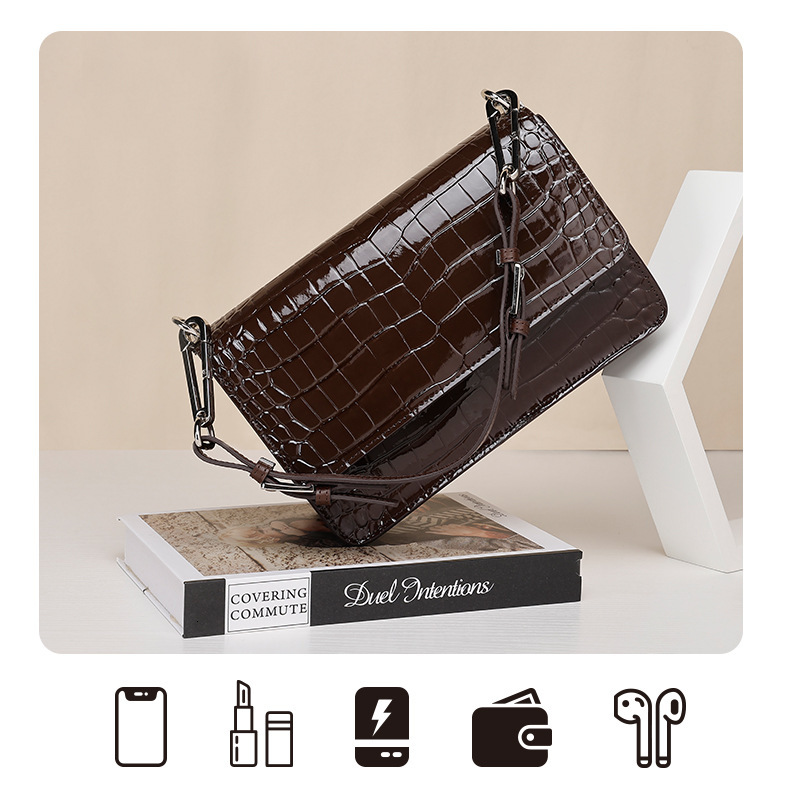 Designer Designer Trendy Armpit With Crocodile Pattern Shoulder Bag, Versatile Texture, Fashionable Crossbody Women's Bag