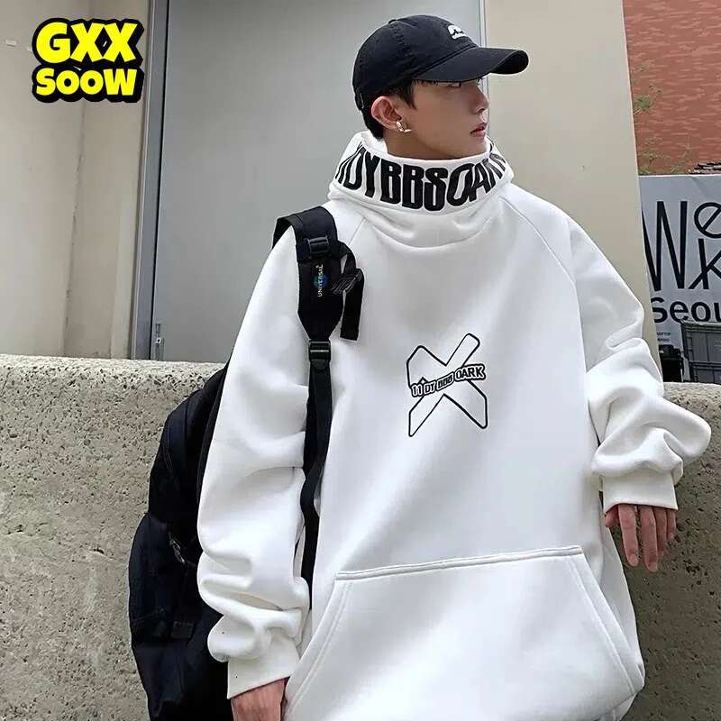 Hip Hop Hoodie Men Women Letter Print Turtleneck Sweatshirt 2023 Hot Fashion Streetwear Fleece Pullover Hoodies Clothing