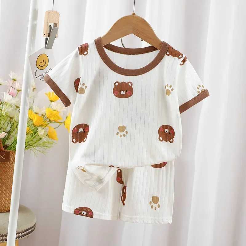 Childrens Clothing Summer Short Sleeve Home Sleepwear Children Sets Kids Clothes Boy Girl T-shirt shorts Cotton Suit Baby W250218