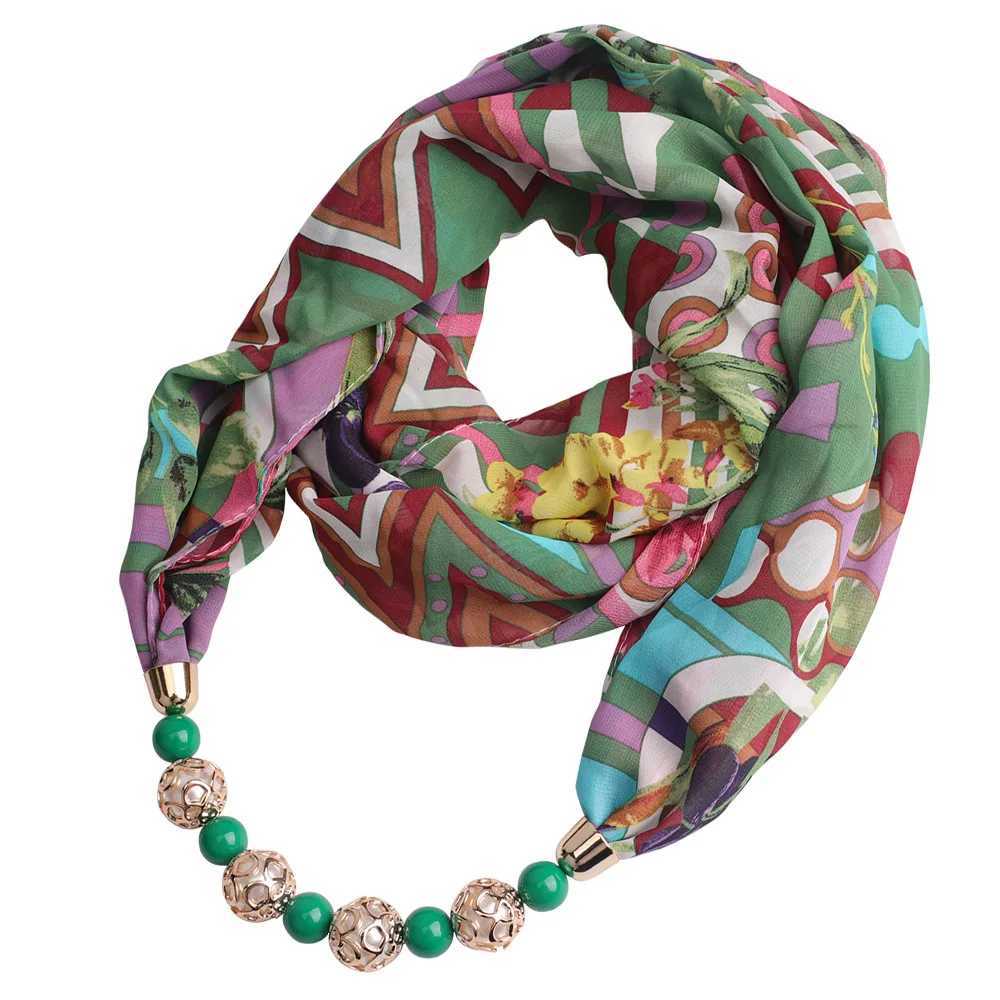 Chiffon scarf necklace jewelry unprinted statement pendant womens bohemian collar Foulard womens accessories headscarf W250218