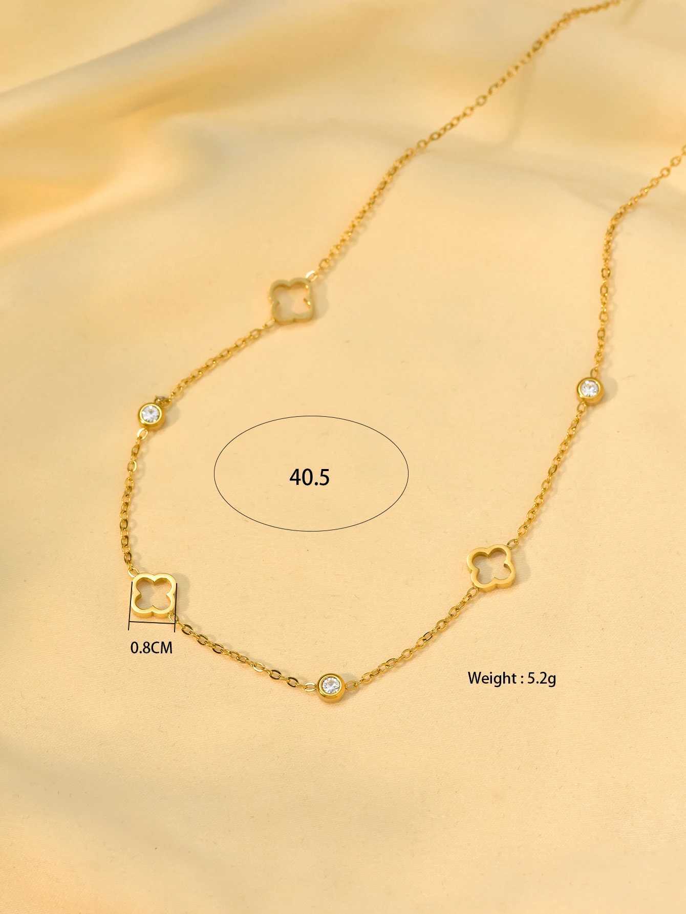 Pendant Necklaces 1 Piece Popular Lucky Stainless Steel Hollowed Out Flower Bracelet Necklace Ladies Fashion Jewelry for Daily Party Wear H250217