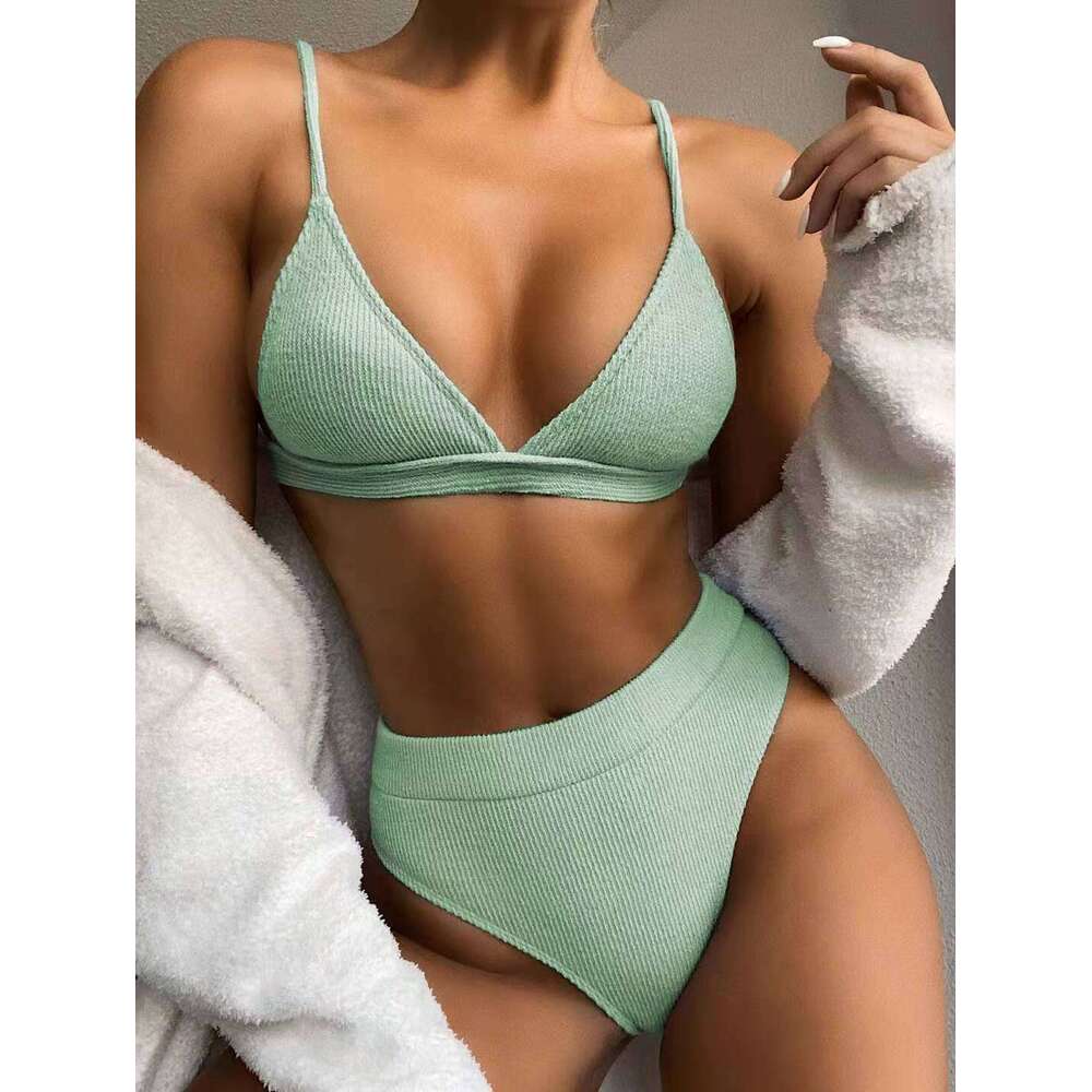 Bikini Outer Single Solid Color Split Sexy Triangle Bikini Swimsuit for Women's Swimwear Swimming Suit for Women Triangle Bikini New Arrival New 