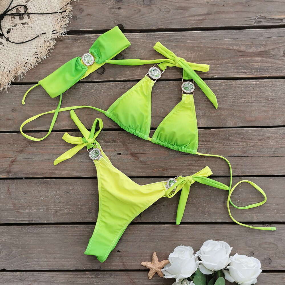Three Point Strap Split Swimsuit for Women 2025 New Multi Colored Bikini Beach Cover Up Luxury Bikini Swim Holiday Designer Bikini New Arrival