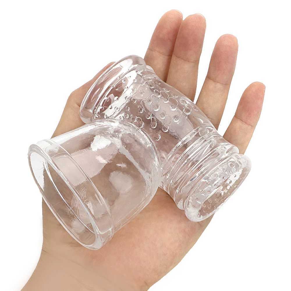 Male Masturbator Cock Sleeve Penis Ring Sex Toys For Men 8 Glans Sucking Caps Magic Wand Holder Vibrator Cover Erotic Products W250218