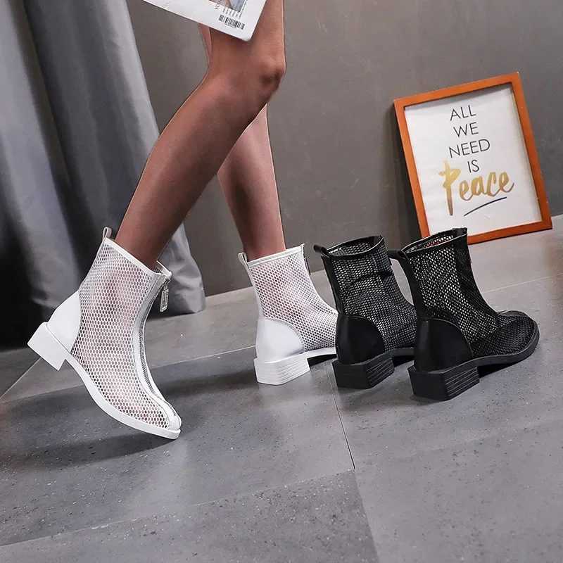 2023 Womens Ankle Boots Summer New Fi Thick-Soled High-Top Ladies Sandals Mesh Breathable Comfortable Short BootsXJ250217