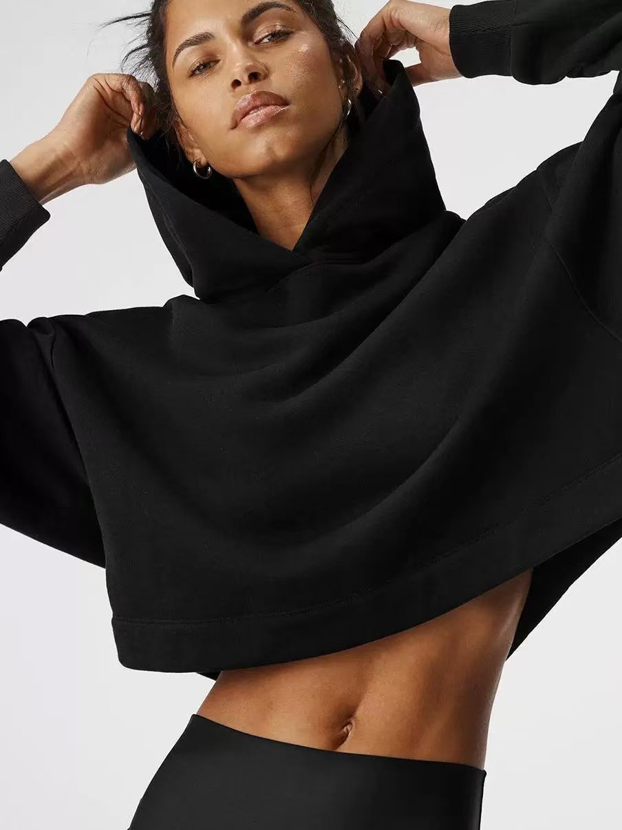 2025 Women's Retro Solid Color Casual Senior Sense Sports Loose Autumn And Winter Fashion Short Hoodie