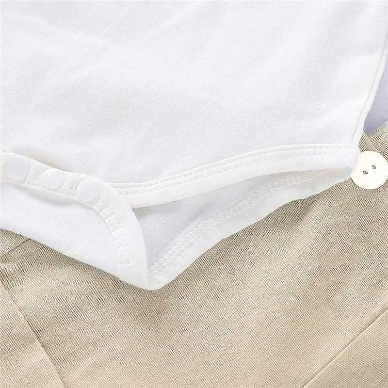 0-2 Years Baby Boy Mini Gentlemen Outfits Wedding For Set Peter Pan Collar Cotton Romper+Suspender Shorts Summer 2PCS Suit W250218