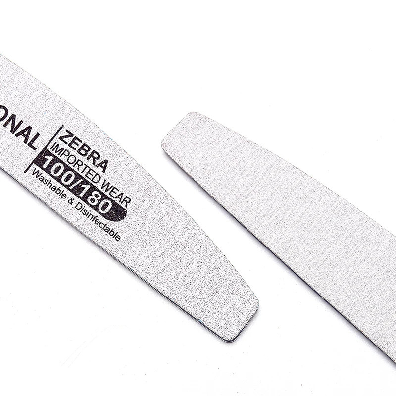 50Pcs Halfmoon Nails File Professional Reusable 100/180 Grit Buffer Files Double Sides Washable Sanding Nail Files For Manicure 250214