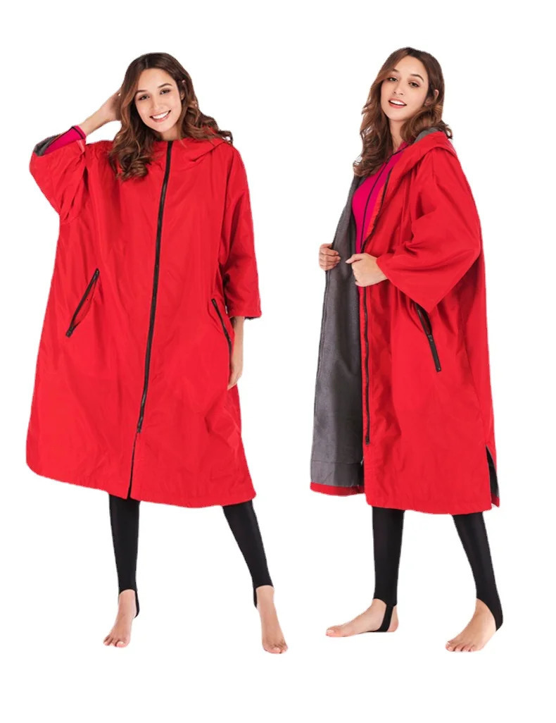 Waterproof Surf Changing Robe Outdoor Coat Fleece Lined Jacket Keeping Warm Dry Oversized Poncho for Swimming Surfing 250217