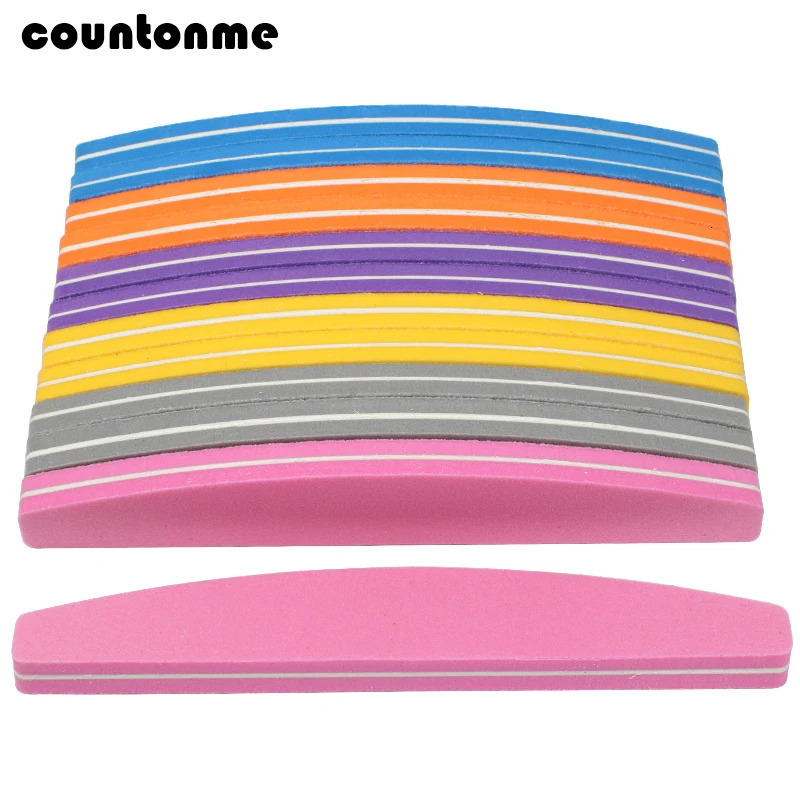 60Pcs Nail File Sponge 100/180 Mix Color Nail Art Polisher Block Washable Double Side Nail Buffer For Finger Polish UV Gel File 250214