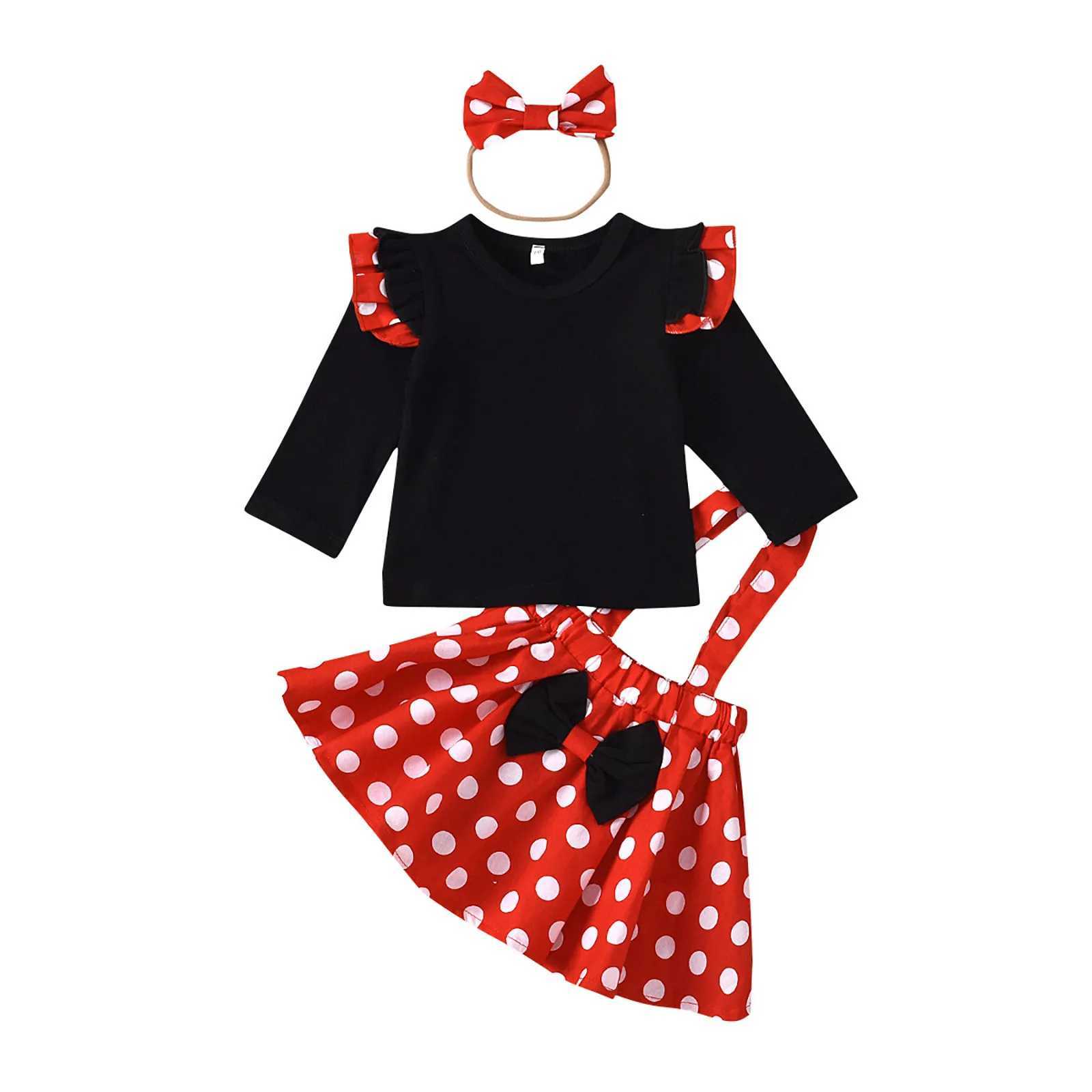 1-5 Years Children Outfit Baby Clothing Set Girl Summer Birthday Costume Kids Dots Tops Skirt Cosplay Dress with Headband W250218