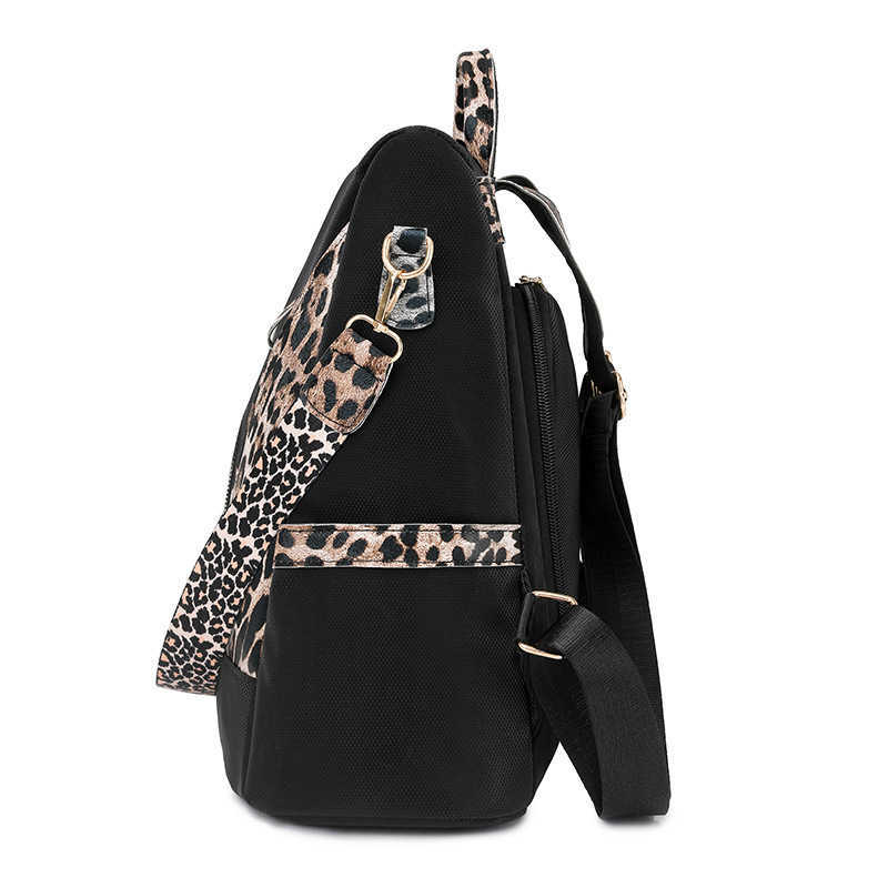 High Beauty Shoulder Bag for Women New Travel Fashion Leopard PU Bag Large Capacity Backpack