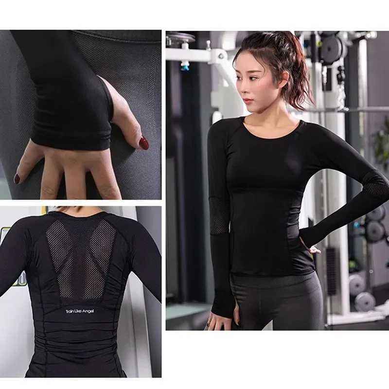 Active Shirts Tees Womens Sports Wear for Running Jogging Seamless Long Slve Gym Woman Sport Shirt Top Female Workout Tops T-shirt H25218