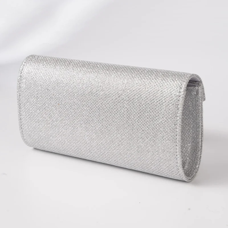 Women Envelope Evening Bag Glitter Ladies Chain Shoulder Bags Shiny Silver Long Purse Female Wedding Party Clutches Mini Handbag 250213