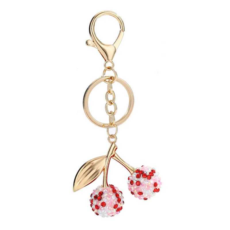 Keychains Lanyards Cherry Bag Charm Keychain Exquisite Red Fruit Key Chain for Women Girls Purse Pendant Accessories Gift H250217