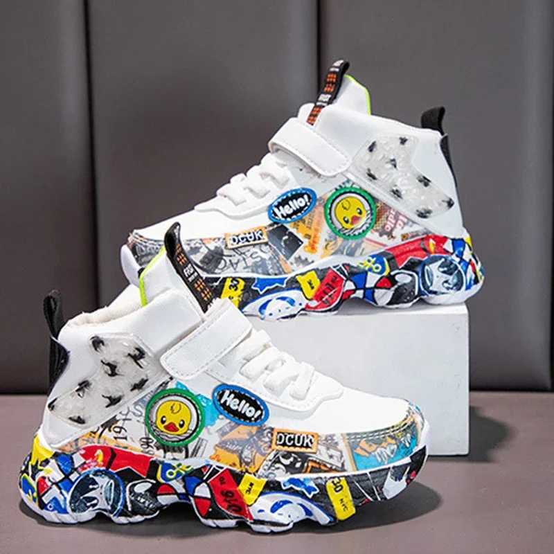 Size 26-36 Kids Sports Sneakers for Girls Kid Graffiti Pattern Casual Shoes Boys Basketball Shoe sports shoes Z250217