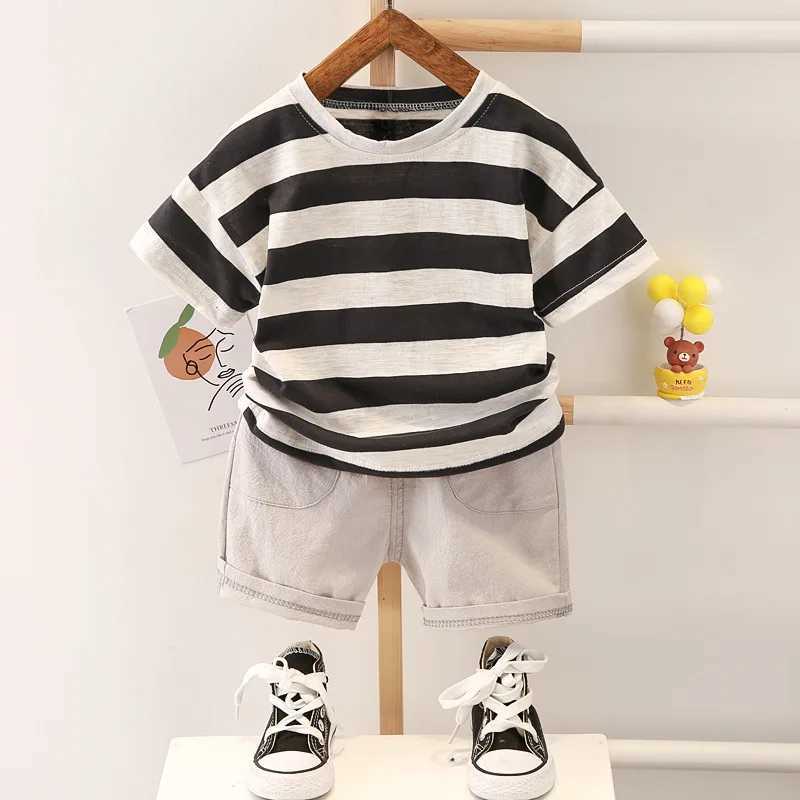 New Summer Baby Boys Clothes Suit Children Girls Cotton Striped T-Shirt Shorts 2Pcs/Sets Toddler Casual Clothing Kids Tracksuits W250218