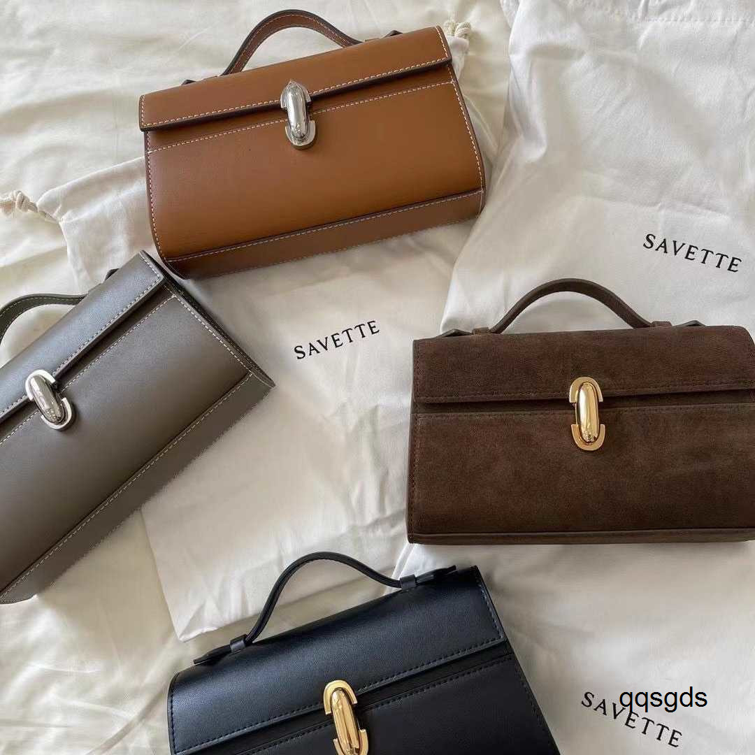 Luxurys Handbags French Handbag Niche Design Savette Handbag Genuine Leather Womens Bag Minimalist Carrying Small Square Bag 231215
