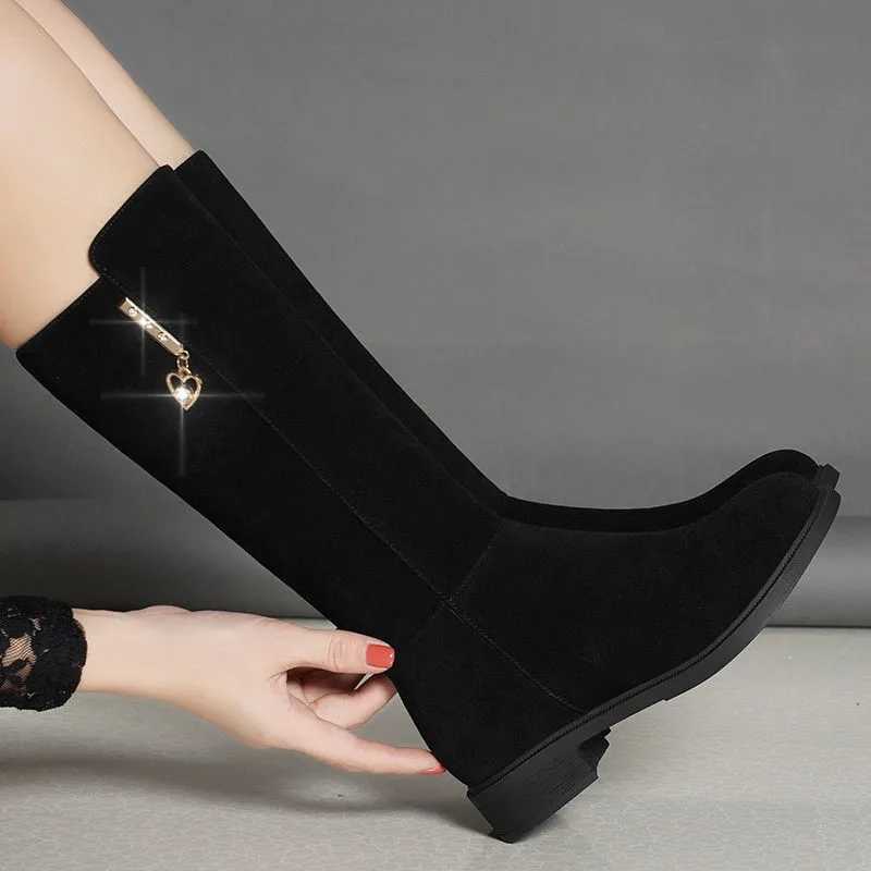 Hot Women Autumn Boots Casual Flat Boots Plus High Warm Cott Shoes Fi Side Zip Women Winter New 6988XJ250217