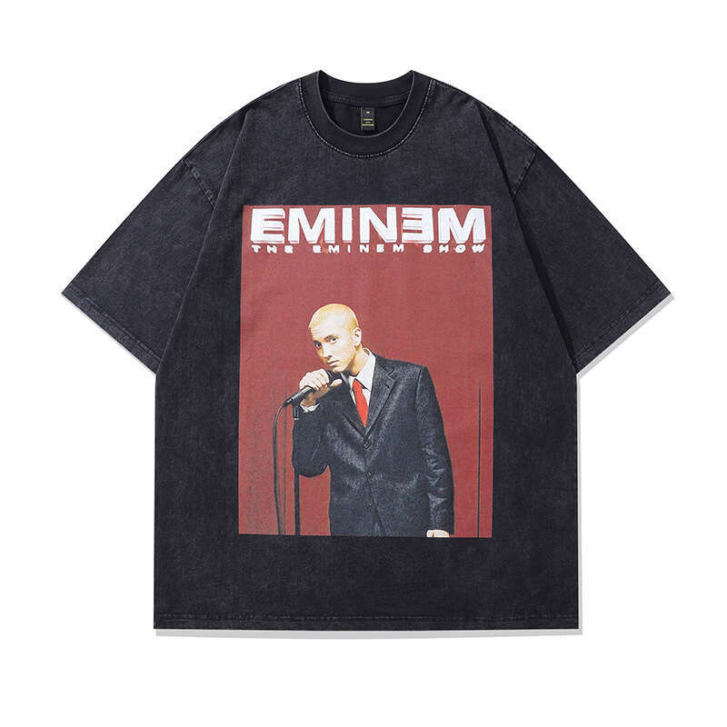 TKPA American hip-hop trendy brand Amu print high street washed and worn short sleeved t-shirt for men