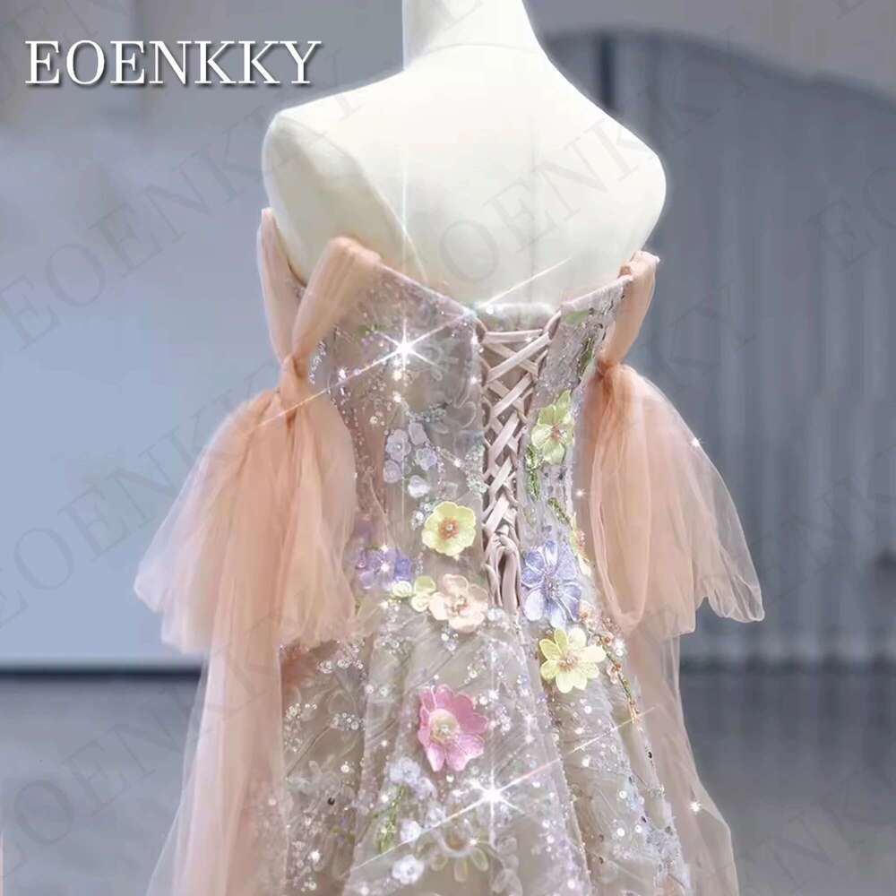 Off Gorgeous Shoulder evening Dress Ral Embroidery A E Sparkg Prom Party Dresses V Neck Performance es