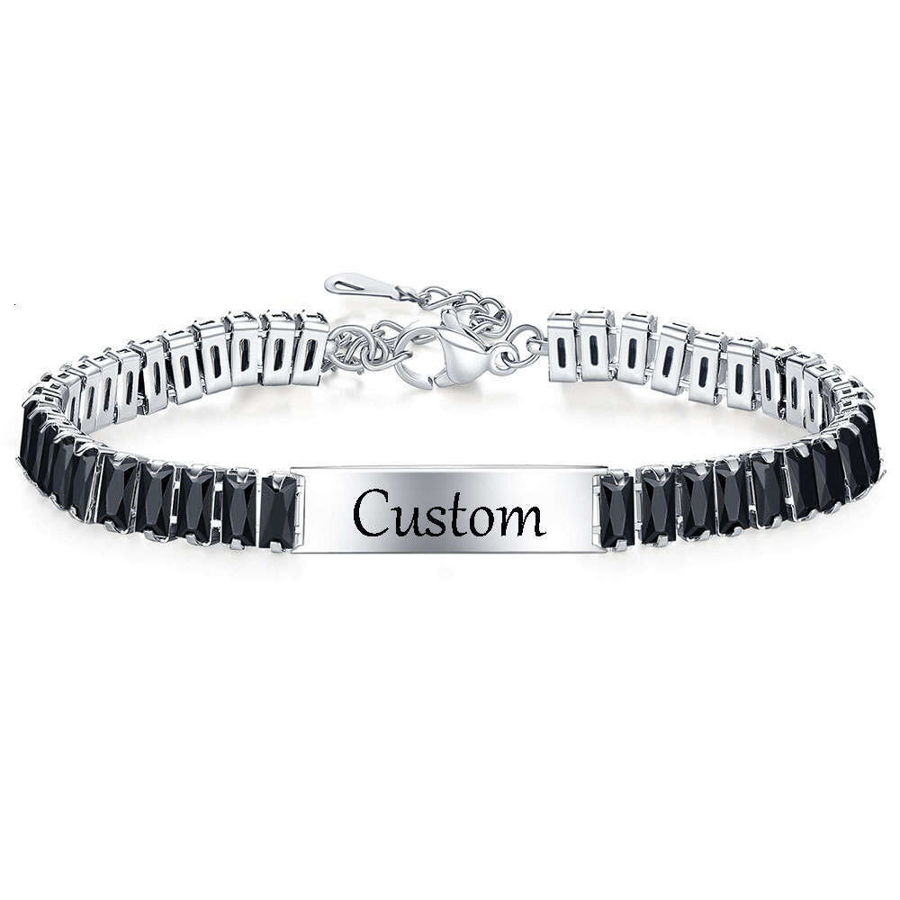 New stainless steel 9MM smooth laser engraved couple set zircon bracelet versatile for women