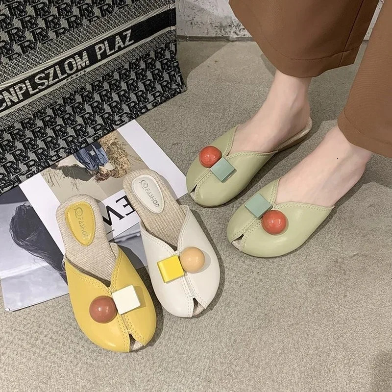 2025 Fashion Flat Beach Slides Summer Slippers Women Shoes Woman Mules Fish Mouth Comfortable Cover Toe Ladies Shoes 250217