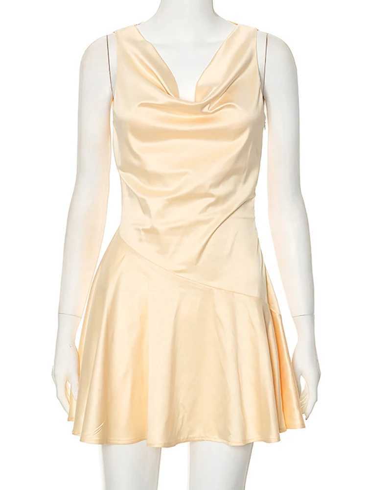 Basic Casual Dresses Fantoye Irregular Sexy Off Shoulder Women Dress Yellow Backless High Waist Dress Female Autumn Slim Elegant Party Clubwear 2024 H