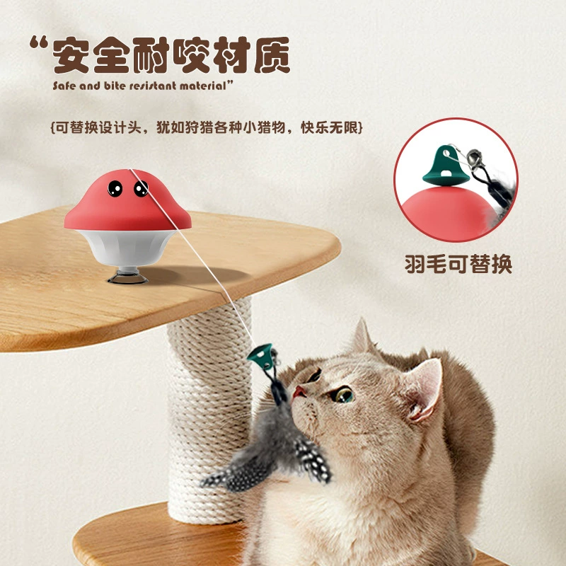 Teasing Cat Stick Cat Toy Feather Teasing Cat Suction Cup Toy Self pleasure Relieving Bore Durable Hook