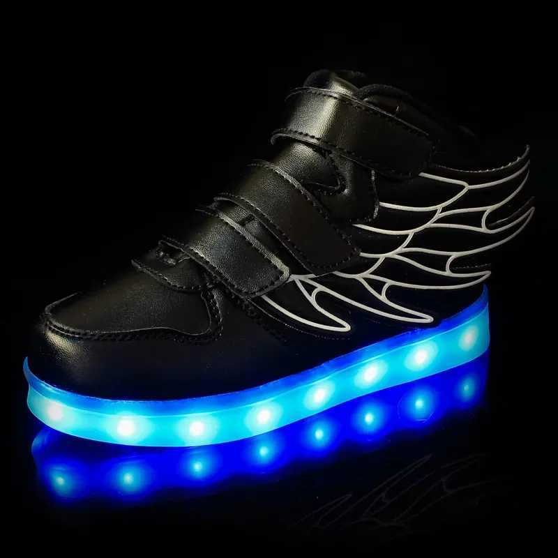 Size 25-37 childrens LED shoe basket boys and girls glowing sports shoelace light sole childrens glowing sports shoes LED slider Z250217