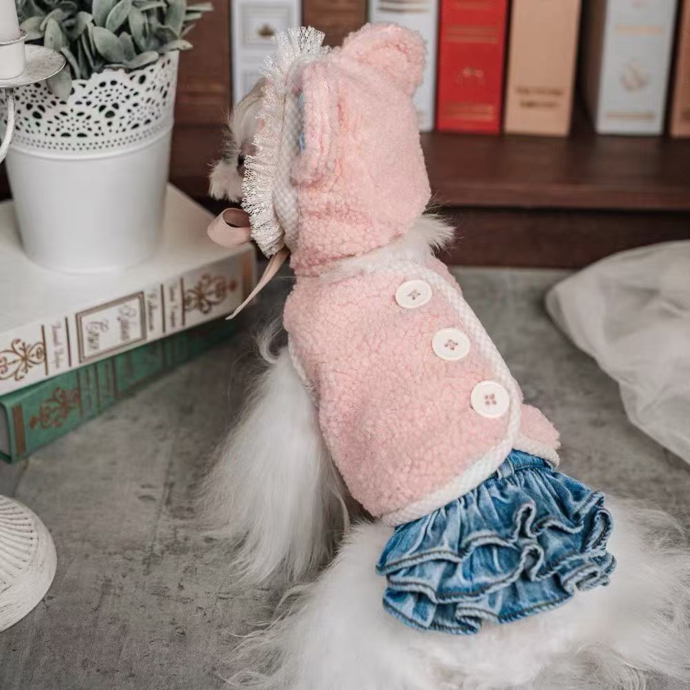 Fashion Designer Dog Clothes New Cotton Jean Cake Dress Small Dog Skirt