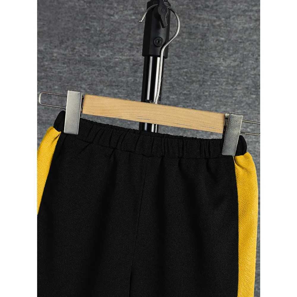 2PCS boys casual clothing color block short sleeved T-shirt and shorts set comfortable summer childrens clothing in 8 colors suitable for 7-15Y years 