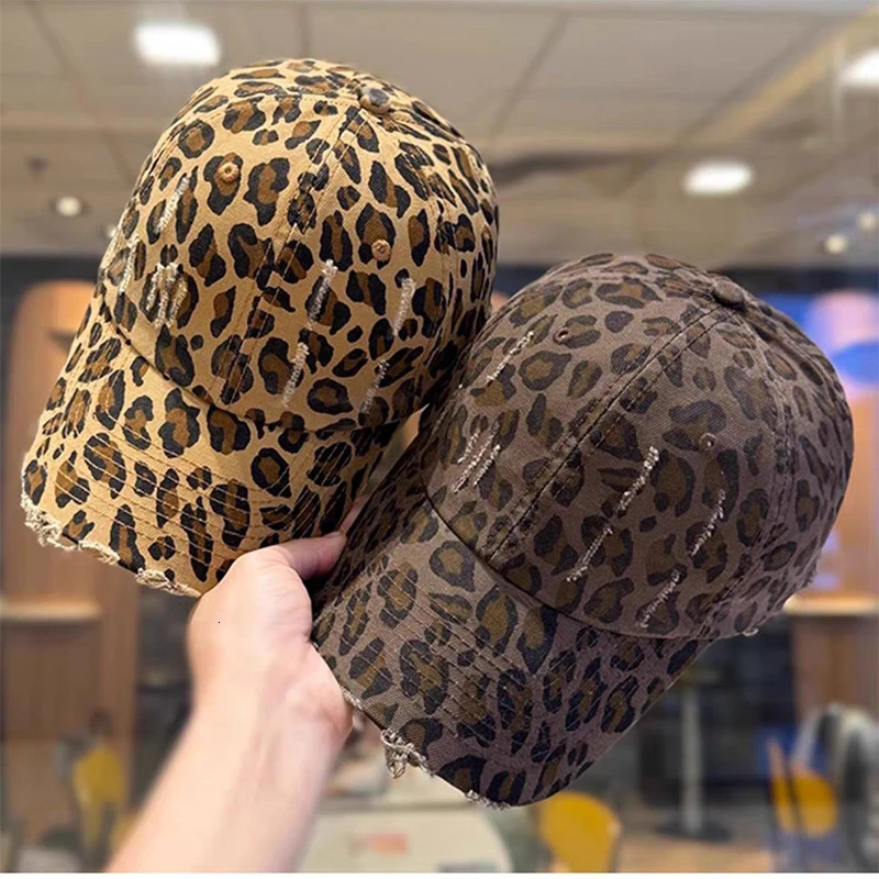 Women Retro Curved Brim Structured Leopard Print Sun Hat Trendy Cool Street Fashion Baseball Caps 250218